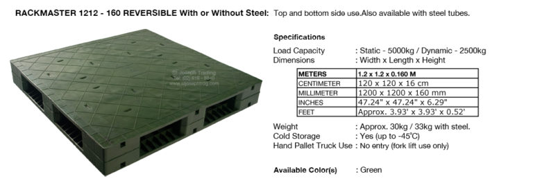 RACKMASTER 1212 - 160 REVERSIBLE With or Without Steel